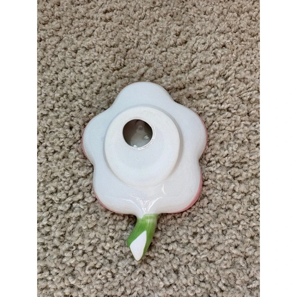 Ceramic Flower Soap Dish - Creative Red Flower Soap Holder (5.5
